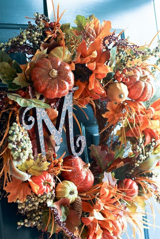 Autumnal "M" Harvest Wreath